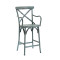 Outdoor Bar Stool With Armrest Cross Back Design High Chair Aluminum Steel Material