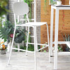 Chaise haute de jardin avec tabouret de bar pour mobilier d'extérieur aux formes arrondies et élégamment rétro