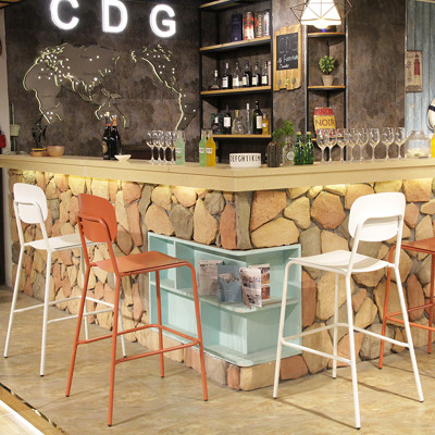 Indoor Metal Bistro Furniture High Bar Chair Stool For Restaurant And Bar Vintage Style