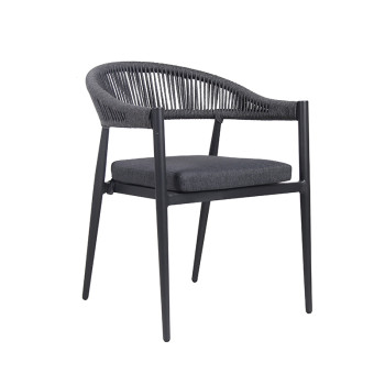 Garden Rattan Armchair Outdoor Coffee Shop Furniture Waterproof Rope Chair With Cushion