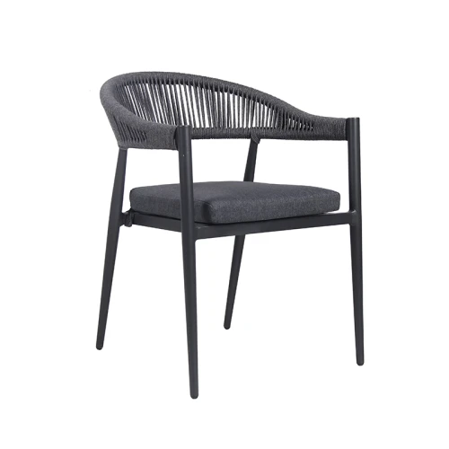 Garden Rattan Armchair Outdoor Coffee Shop Furniture Waterproof Rope Chair With Cushion