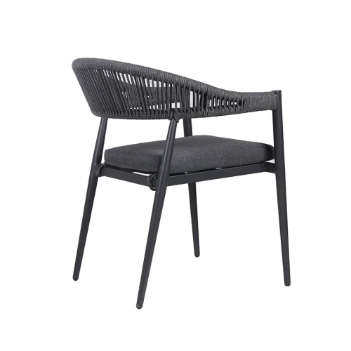 Garden Rattan Armchair Outdoor Coffee Shop Furniture Waterproof Rope Chair With Cushion