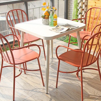 Home Garden Dining Table Furniture Metal Square Table For Outdoor Patio Furniture