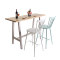 Wooden Bar Dining Table Metal Frame Home Furniture Kitchen Solid Wood Top Side Table
