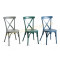 Garden Metal Dining Chair Outdoor Furniture Vintage Cross Back Chair For Patio