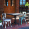Outdoor Cross Back Chair Restaurant Furniture Metal Dining Chair For Coffee Shop