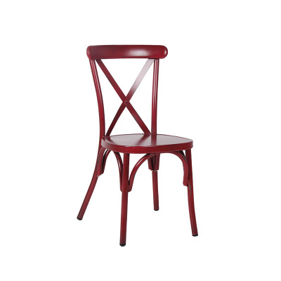 Chaise de salle à manger extérieure en métal de meubles de restaurant de chaise de dos croisé pour le café