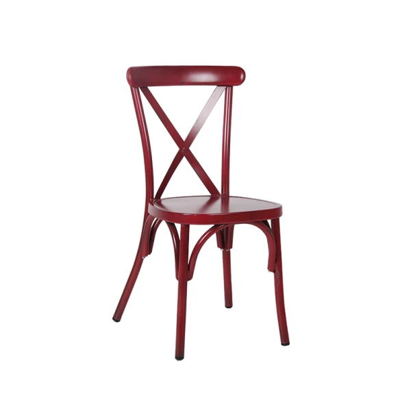Outdoor Cross Back Chair Restaurant Furniture Metal Dining Chair For Coffee Shop