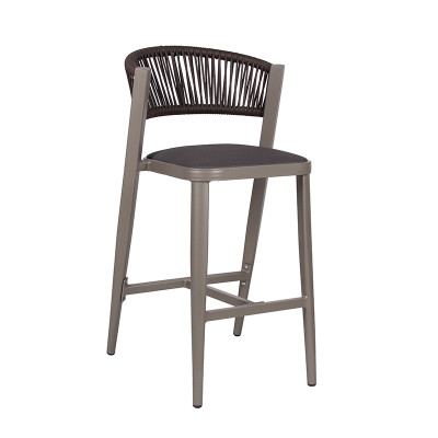 Outdoor Bistro Bar Chair Stool Bar Furniture Rattan High Chair For Garden And Coffee Shop