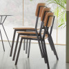 Restaurant Indoor Wooden Dining Chair Commercial Furniture Plywood Seat And Back Metal Frame