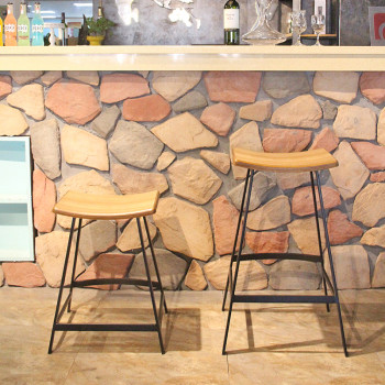 Indoor Wooden Bar Furniture Metal Frame High Stool For Restaurant And Bar Side Stool