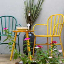 Vintage Metal Garden Armchair Retro Style Outdoor Furniture For Patio Stacking Chairs