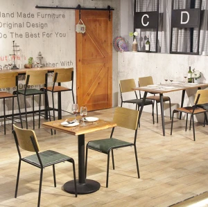 Classic Design Restaurant Wood Chair Pu Seat Indoor Commercial Chairs For Cafe