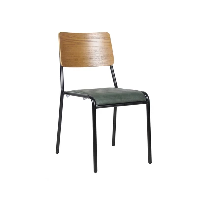 Classic Design Restaurant Wood Chair Pu Seat Indoor Commercial Chairs For Cafe