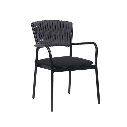Modern Outdoor Commercial Furniture Thick Rope Rattan Armchair Coffee Shop Outdoor Use
