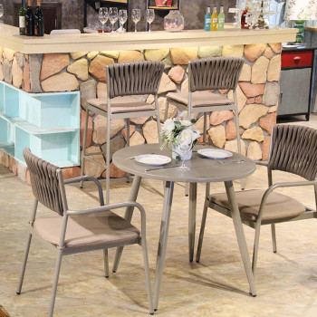 Modern Outdoor Commercial Furniture Thick Rope Rattan Armchair Coffee Shop Outdoor Use