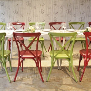 Party Furniture Metal Banquet Chair Cross Back Big Size Event Dining Chair