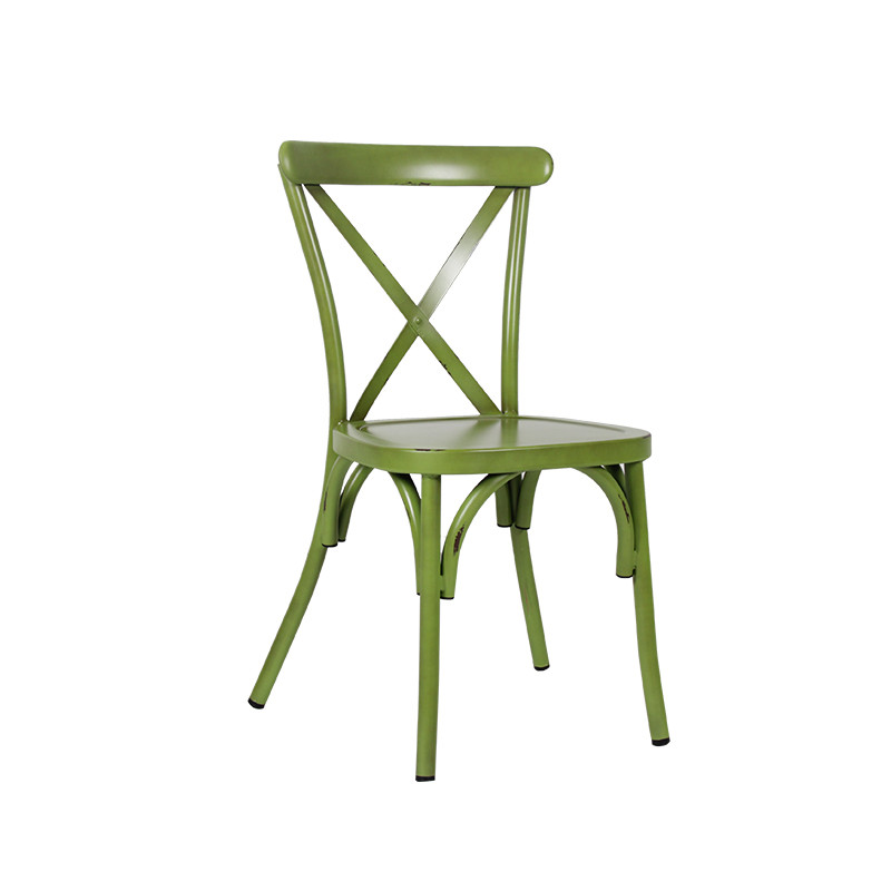 Hot Sale Garden Dining Chair Metal Furniture Classic Cross Back Design
