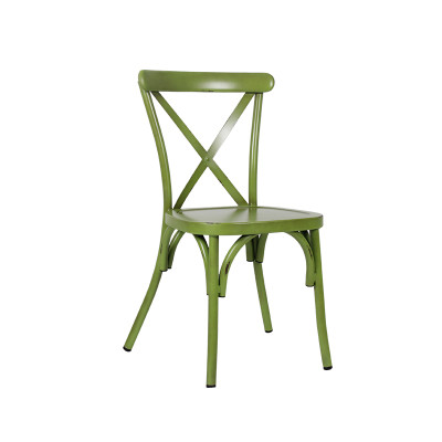 Chaise de salle à manger de jardin de vente chaude meubles en métal chaise latérale de patio de conception de dos croisé classique