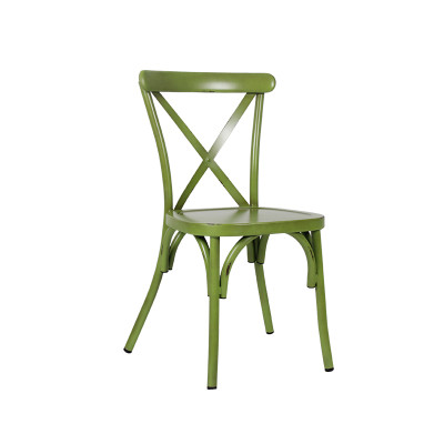 Hot Sale Garden Dining Chair Metal Furniture Classic Cross Back Design Patio Side Chair