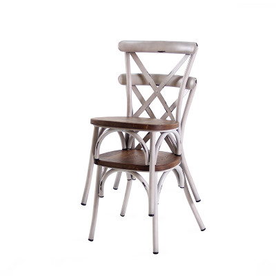 Restaurant Dining Room Steel Chair Wooden Seat Indoor Commercial Cafe Dining Chair