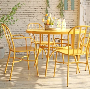 Dia 110cm Big Size Outdoor Round Table Metal Garden Furniture Dining Table