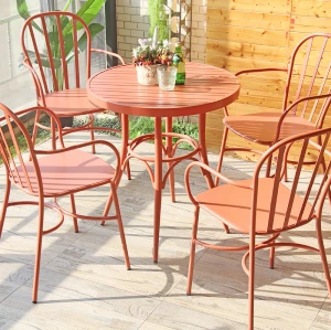 Outdoor Restaurant And Coffee Shop Furniture Metal Dinning Table And Chair Sets Commercial Furniture