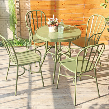 Outdoor Restaurant And Coffee Shop Furniture Metal Dinning Table And Chair Sets Commercial Furniture