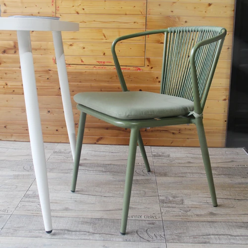 Stacking Outdoor Rope Dinning Chair Restaurant Furniture For Outside Lesiure Dining Armchair
