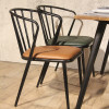Steel Chair Armrest Pu Seat Restaurant Indoor Furniture Heavy Metal Dinning Chairs