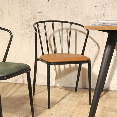 Steel Chair Armrest Pu Seat Restaurant Indoor Furniture Heavy Metal Dinning Chairs