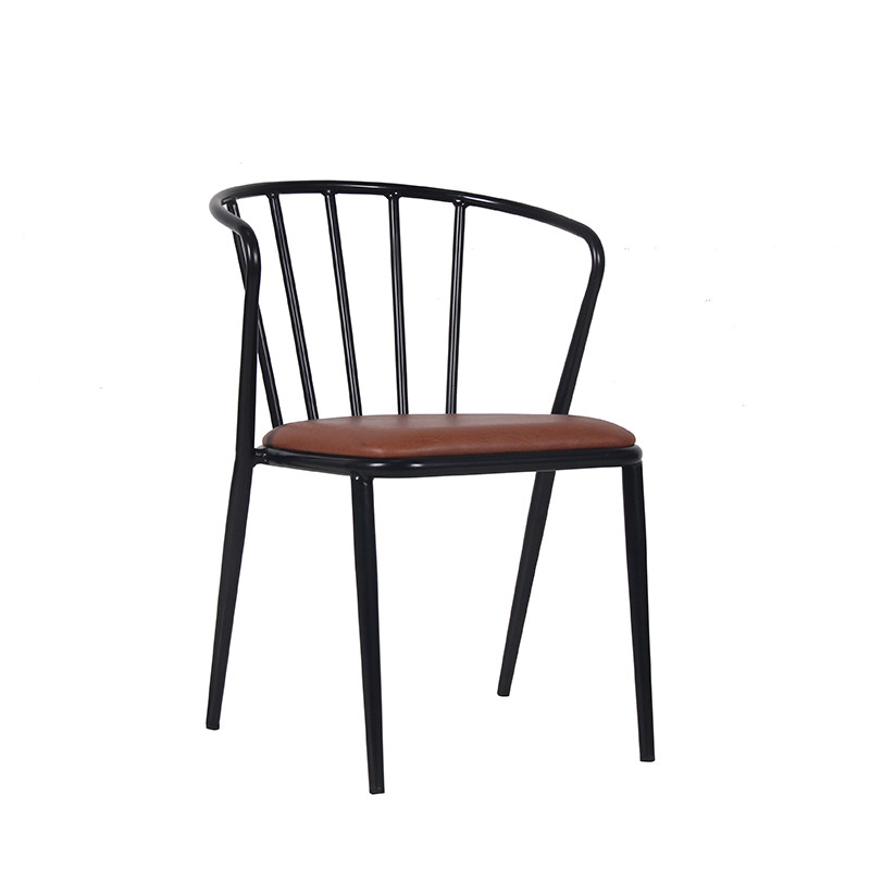 Steel Chair Armrest Pu Seat Restaurant Indoor Furniture Heavy Metal