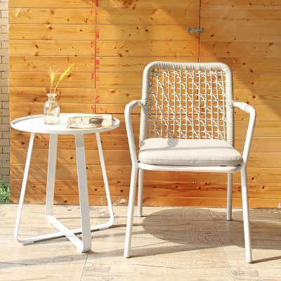 Commercial Outdoor Furniture Factory In China Aluminum Rope Dinning Armchair For Restaurant