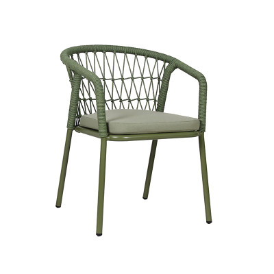 Garden Chair Dining Use Commercial Outdoor Furniture Aluminum Rope Dining Armchair for Restaurants