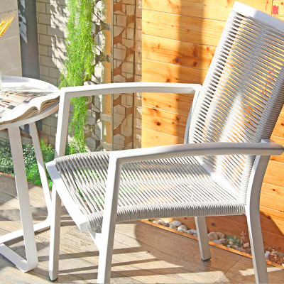 Commercial Outdoor Furniture Experience Luxury Dining with our Exclusive Aluminum Rope Dining Armchair