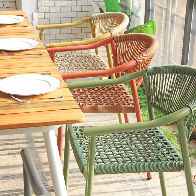 Outdoor Furniture Manufacturer Woven Rope Chair Stackable for Commercial Use