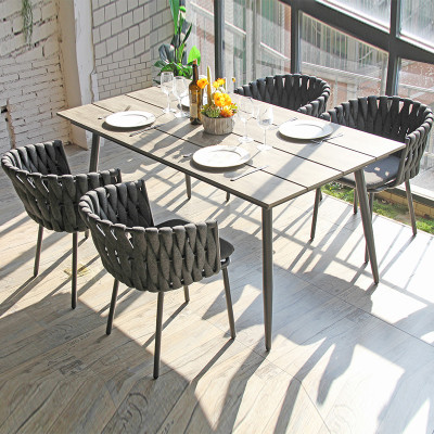 Outdoor Chair Manufacturer Aluminum Frame Rope Weaving Chair for Restaurants