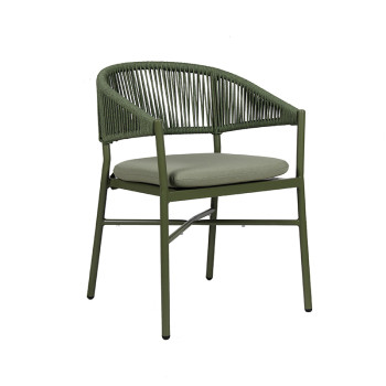 Terrace Chair Modern Design Commercial Outdoor Furniture Aluminum Rope Dining Armchair for Restaurants