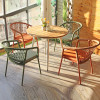 Teak Wood Table Top Outdoor Round Table Metal Garden Furniture Dining Restaurant Furniture