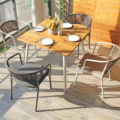 Solid Ash Wood Table Top Square Dinning Table For Outdoor Restarant And Coffee Shop