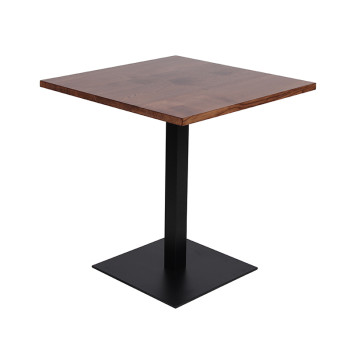 Coffee Shop And Restaurant Dinning Table Metal Base Wooden Table Top Indoor Restaurant Tables