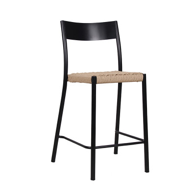 Commercial Indoor Restaruant Bar Chair Metal Frame Rattan High Chairs Bar Furniture