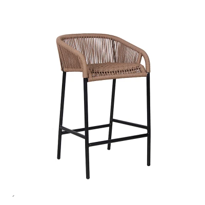 Outdoor Aluminum Rope Bar Chair Restaurant Dinning Height Chair For Outside