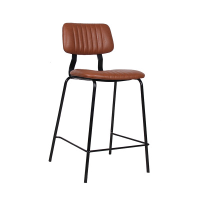 Indoor Restauarnt Furniture High Bar Chair Metal Frame PU Leather Seat Commercial Furniture