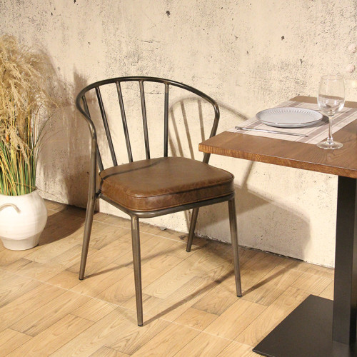 CDG Indoor Restaurant Furniture Metal Dinning Chair Pu Seat Retro Design Commercial Dinning Chair