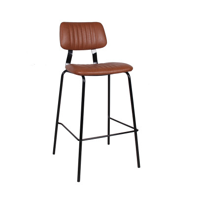 High Bar Stool Cahirs For Restaurant And Bar Indoor Leather Bar Chair Modern Design Vintage Pu Leather