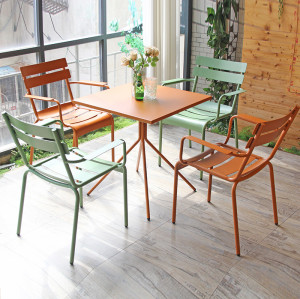 Metal Furniture Outdoor Coffee Shop Table Waterproof Aluminum Dinning Table