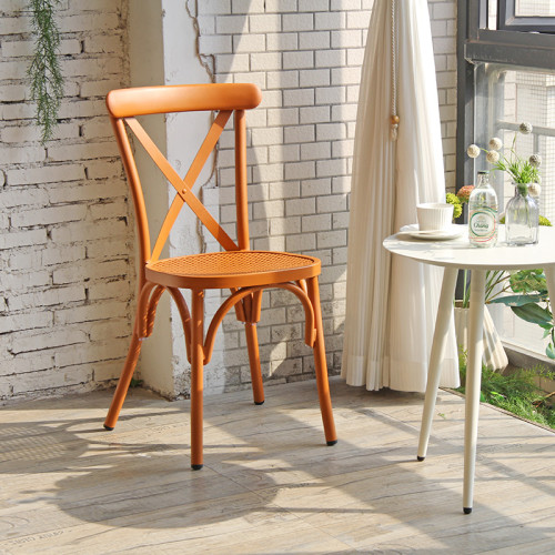 Modern Design Cross Back Chair Metal Furniture Supplier Dinning Chair For Outdoor Restaurant