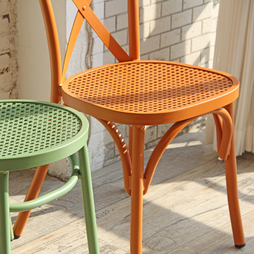 Modern Design Cross Back Chair Metal Furniture Supplier Dinning Chair For Outdoor Restaurant