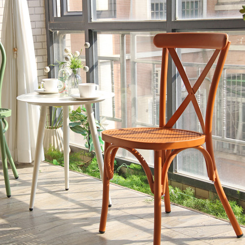 Modern Design Cross Back Chair Metal Furniture Supplier Dinning Chair For Outdoor Restaurant